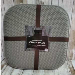 Sweet Home‎ Memory Foam Chair Pads Gray Soft Comfort Non-Slip 2 Piece Set